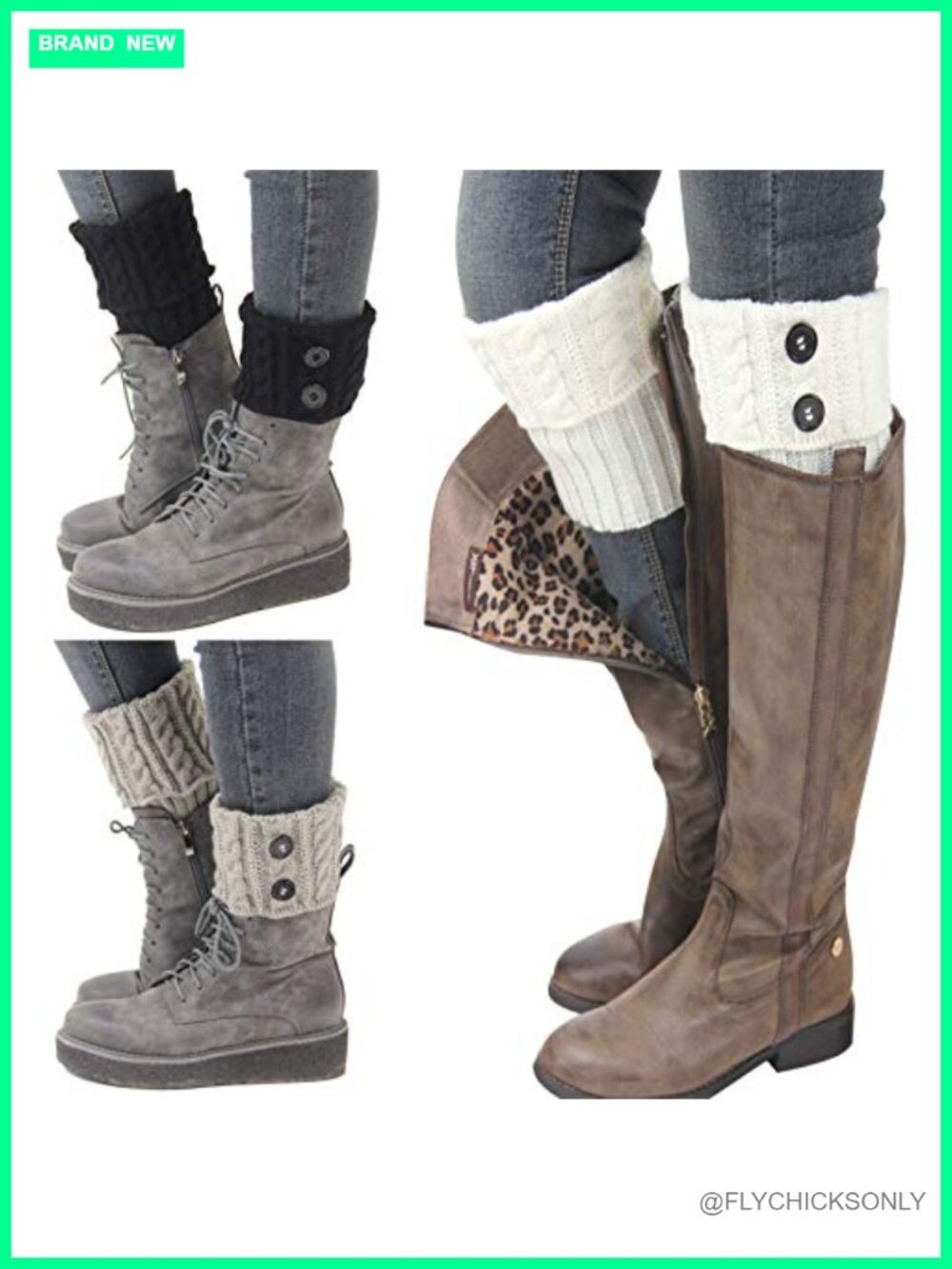 Crochet Knit Boot Cuffs Leg Warmers Acrylic Short Socks 3 Pairs